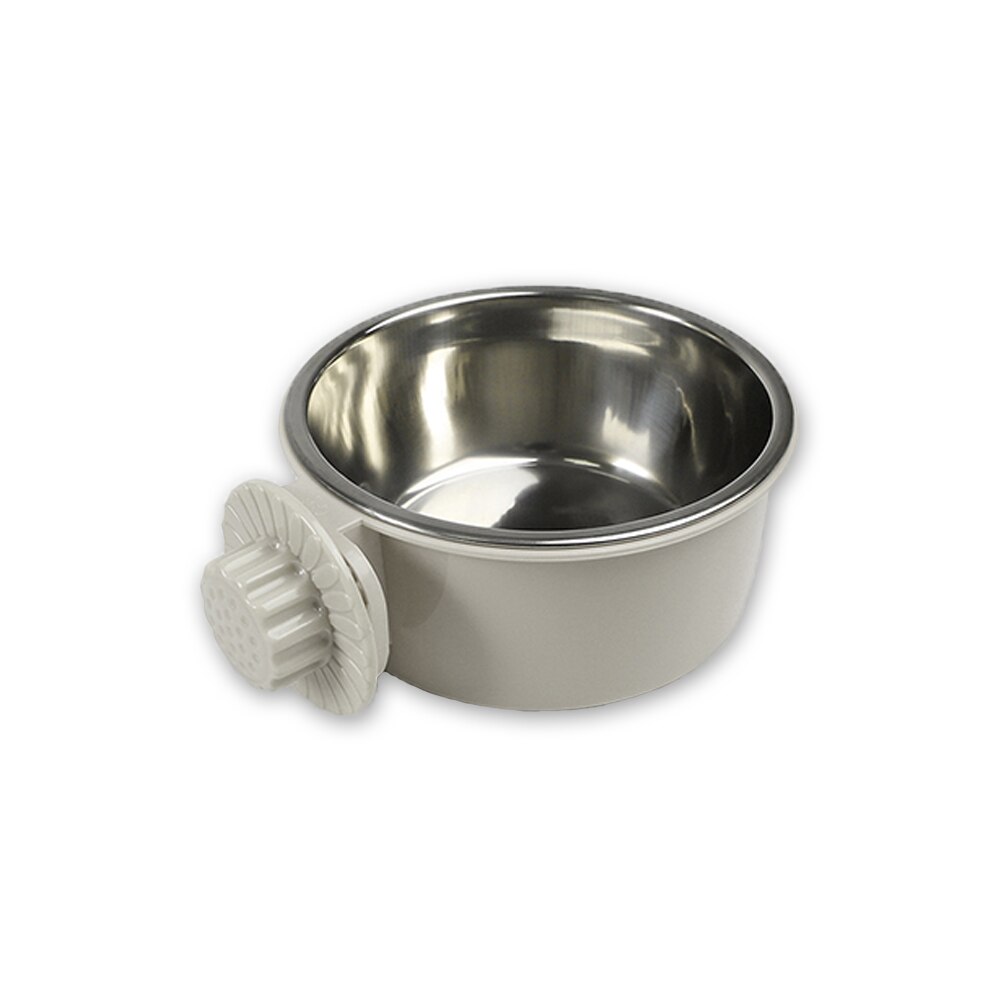 Voerbak voor huisdieren kan worden opgehangen vaste hondenkooi voerbak hond kat hangende voerbak duurzame puppy en kitten voerbak waterbak: Grijs / M