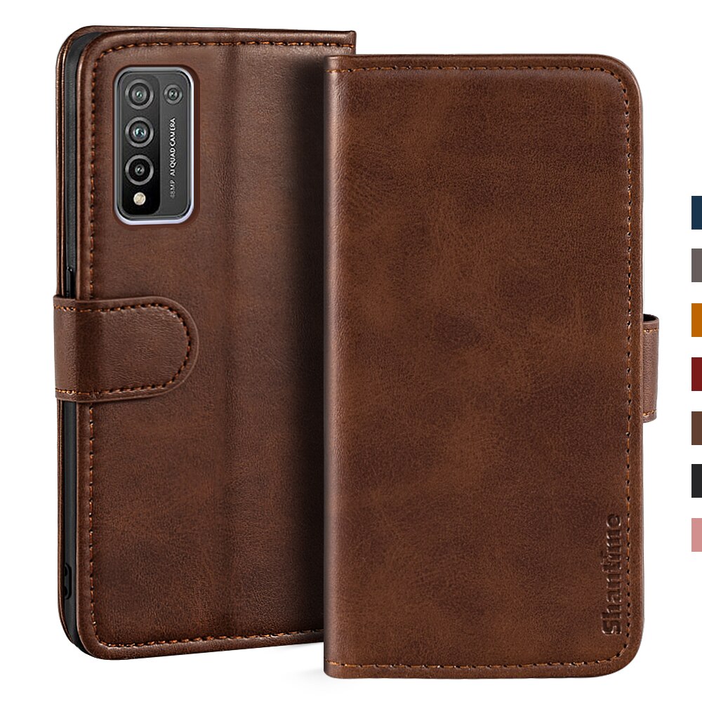 Sprawa dla Huawei Honor 10X Lite przypadku magnetyczny portfel skórzany pokrowiec dla Huawei Honor 10X Lite stojak Coque przypadki telefonów: ciemny brązowy