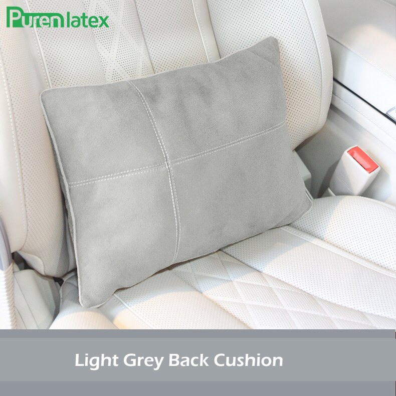 Ensemble de coussins de voiture en pur latex, oreiller orthopédique pour appui-tête en soie, protège le cou, soulage les douleurs à la tête, coussin de siège de conduite, oreiller automatique: Coussin gris clair