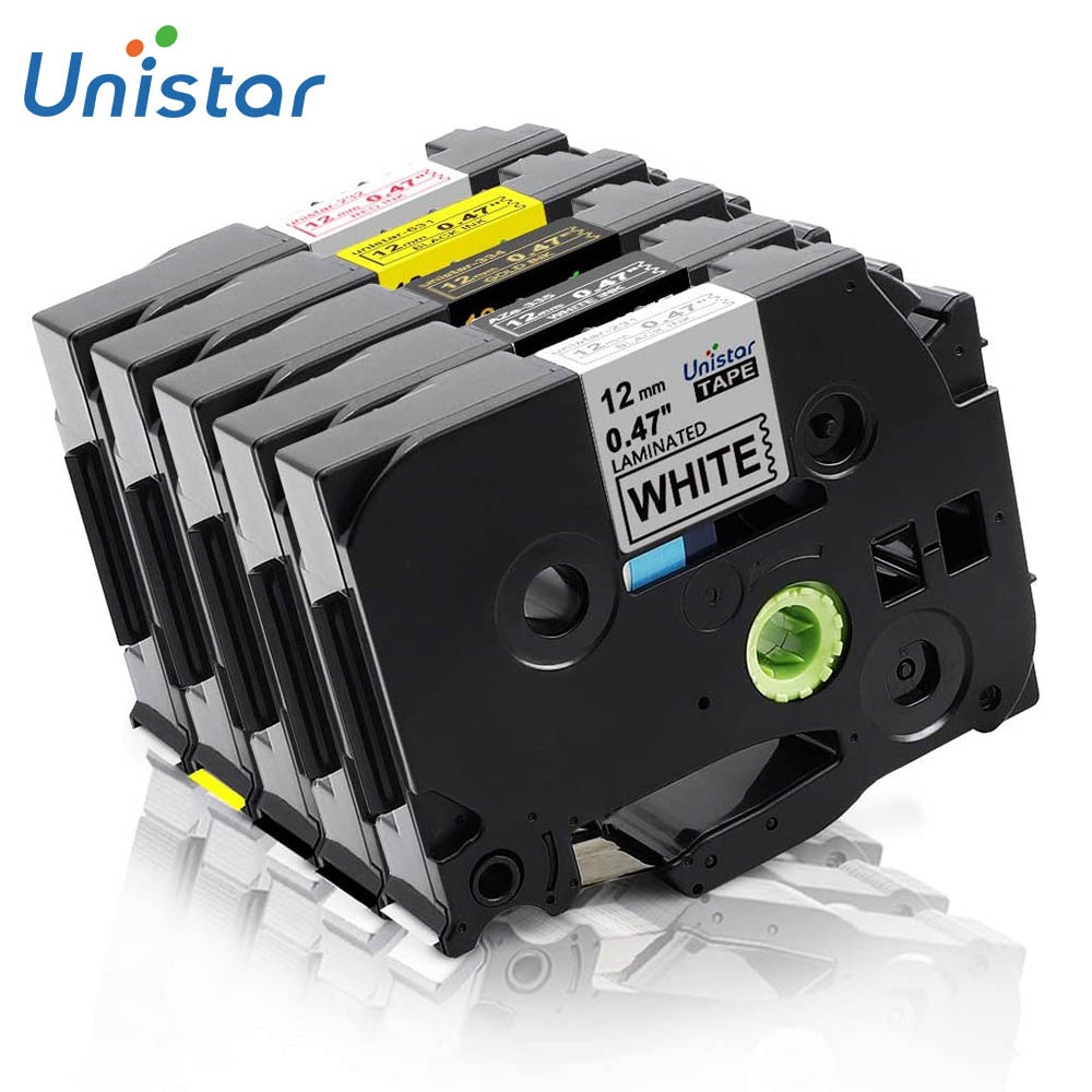 Unistar-kompatibel etikettape til brother p-touch 12m etikettape, tze 0.47 tommer lamineret tze -334 tze -335 tze -232 tze -631 tze -231