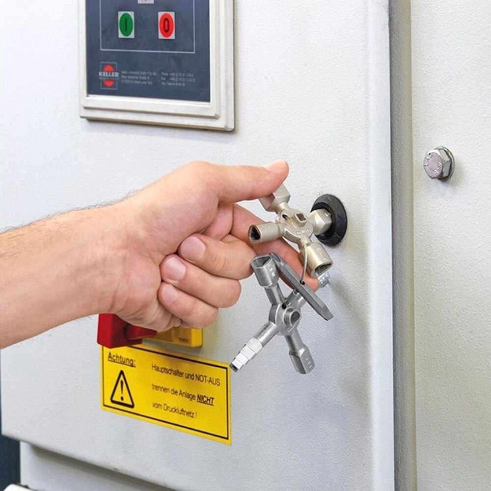 10-in-1 Triangle Key Wrench Multifunction Electric Control Box Triangle Key Wrench / Elevator Door Valve Cross Ratchet Wrench