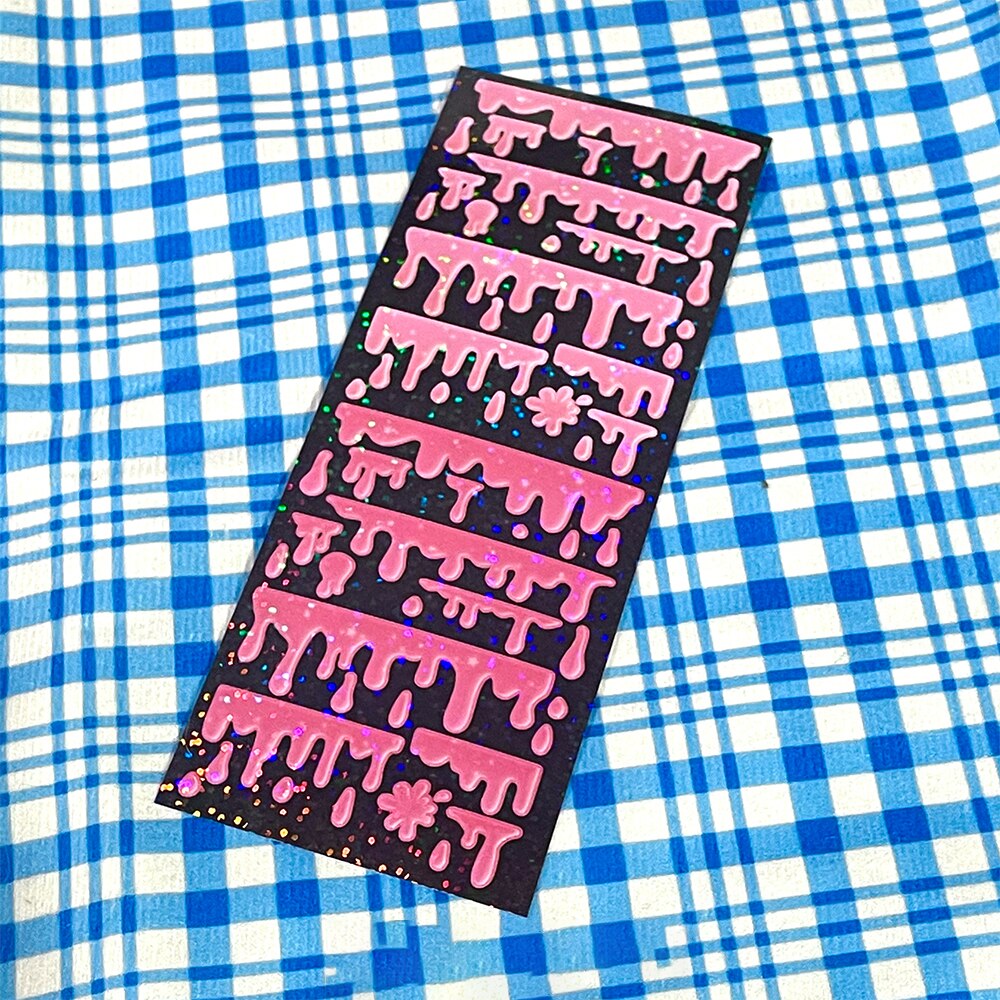 INS Color Milk Flow Dripping Mark Idol Card Stickers DIY Scrapbook Junk Journal Diary Photo Album Mobile Phone Computer Stickers: B