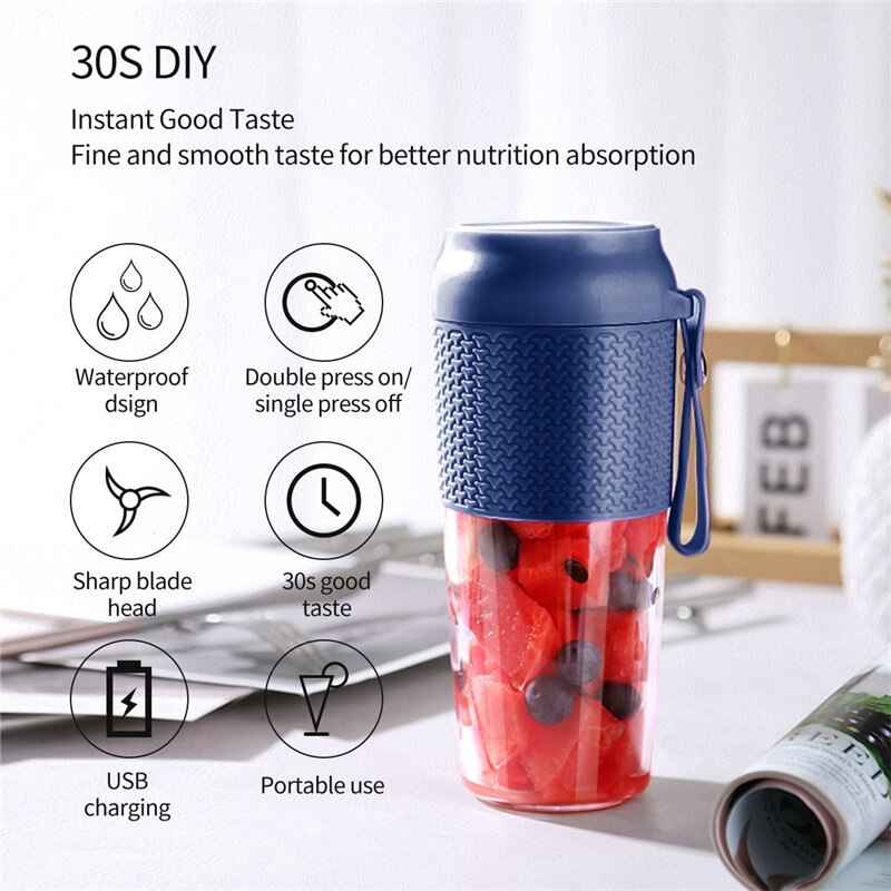 Draagbare elektrische blender mini usb oplaadbare sinaasappelpers sap smoothie maker fruitpers knijpers fles sapbeker