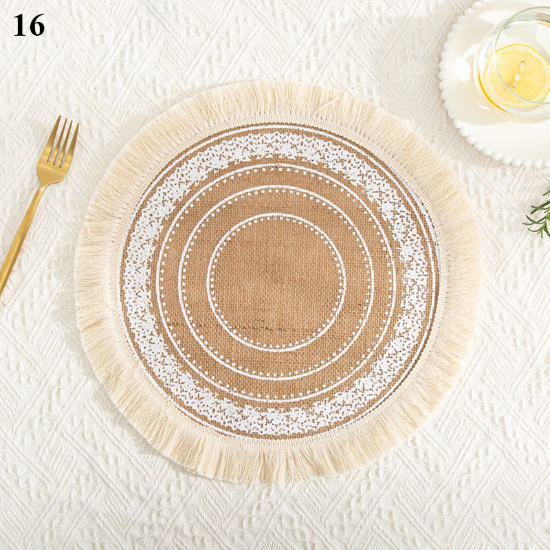Coffee Cup Mats Woven Placemats Printed Jute Placemats Tassel Placemat Vase Cushions Furniture Decoration Heat Insulation: 16