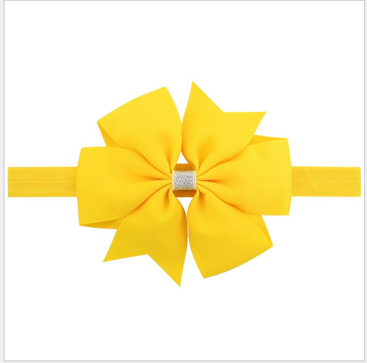 Children Accessories Cute Baby Girls Hair Bows For Kids Hair Bands Hair Clips Big Bowknot Sequin Headwear: YELLOW