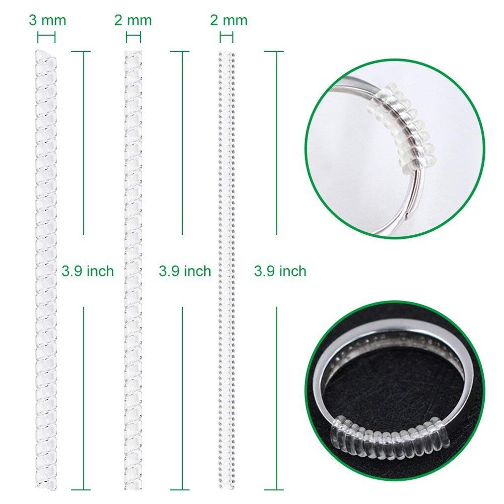15Pcs Ring Size Adjuster with 3 Sizes Clear Ring Sizer Resizer Fit for Loose Rings Guard Tightener Reducer Resizing Tools