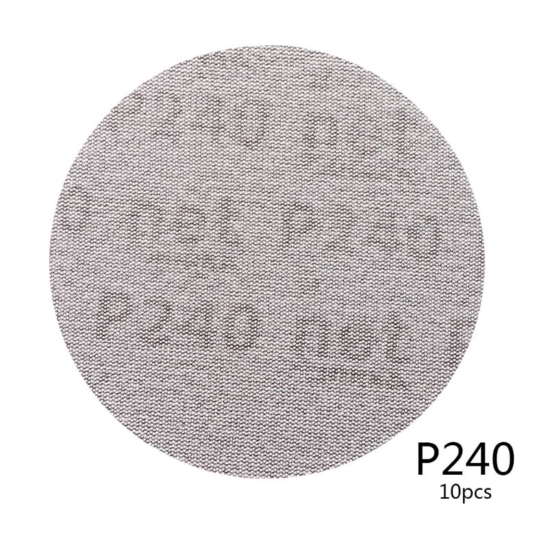 10 pièces Mesh abrasif sans poussière disques abrasifs 5 pouces 125mm Anti-blocage meulage à sec papier abrasif 80 à 240 grain E7CB: 240 #