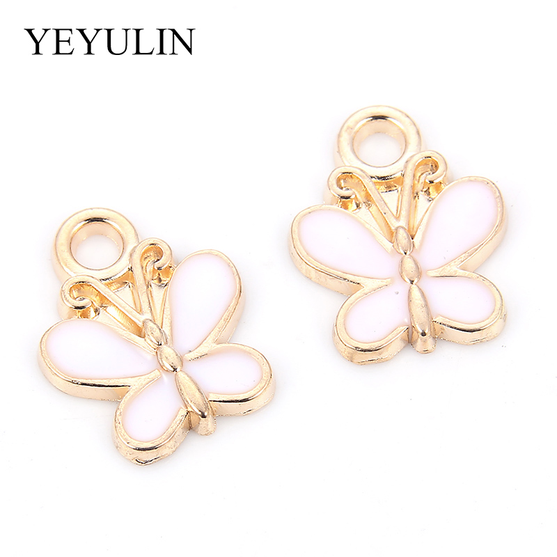 10PCs Gold-Ton Emaille Weiß Blume Charms Anhänger Öl Tropfen Für Frauen DIY Schmuck Ohrringe Halskette Zubehör: Style2