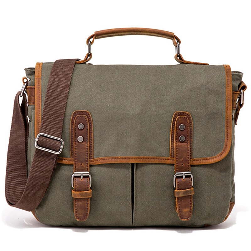 Tftp-Vintage Canvas Tas Aktetas Europa En Amerika Schouder Messenger Bag: Army Green