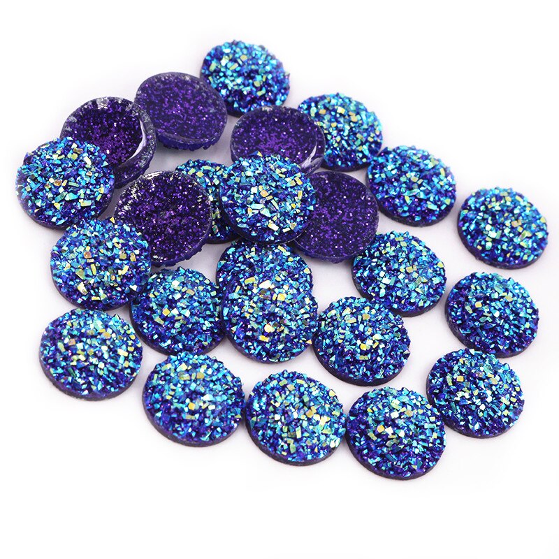 Nowa moda 40 sztuk 12mm Mix niebieski kolory kwiat styl z płaskim z powrotem Cabochons żywiczne Cameo: AD4-20