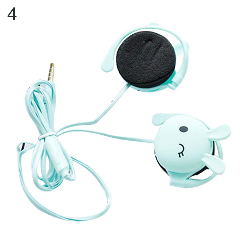 Niedlicher hasen-stereo-kopfhörer mit mikrofon und 3.5mm ohrbügeln, sport-headset: Blau