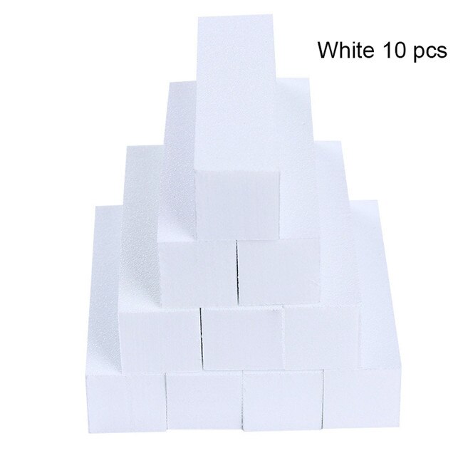 Lime à ongles de ponçage, 10 pièces, éponge de ponçage rose blanc, bloc, polissage, bricolage-même, pour Nail Art: white