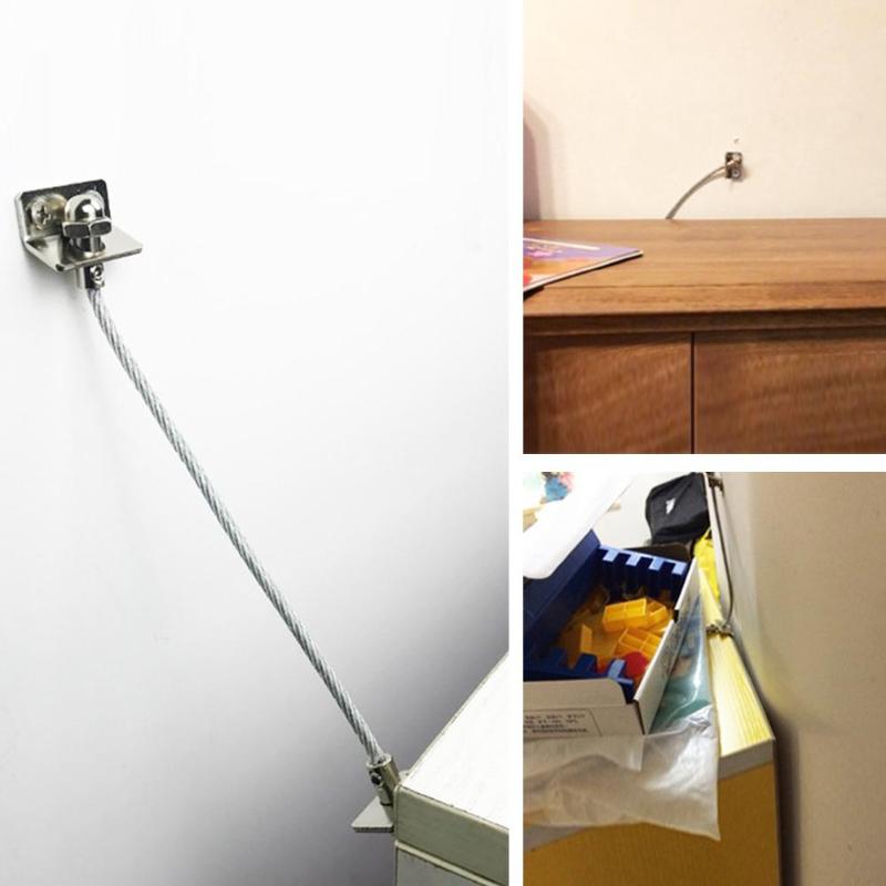 1 Set Anti Tip Furniture Anchors Safe Straps for Cabinets Bookcase Dresser Thickened Steel Plate Base Childproof Dresser Furnitu
