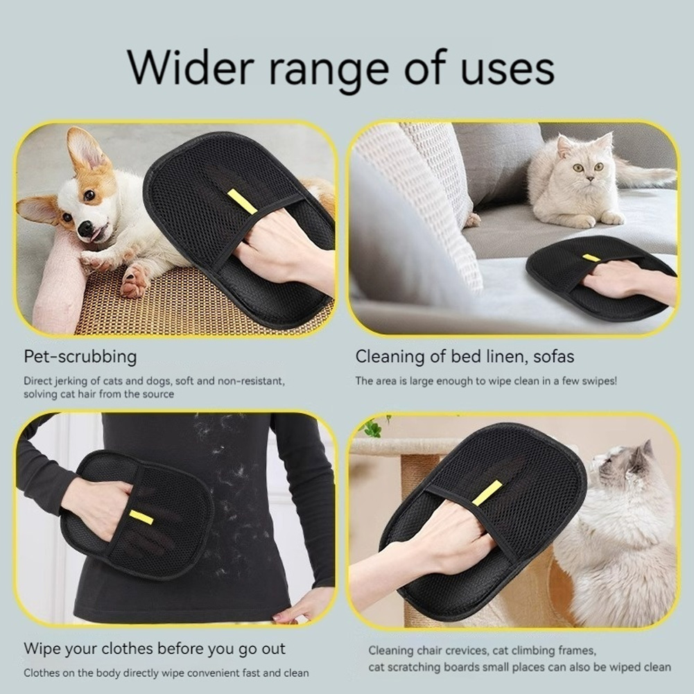 Pet Hair Remover Gloves Double Sided Antistatic Gloves Reusable Pet Fur Removal Mitt Hair Removal