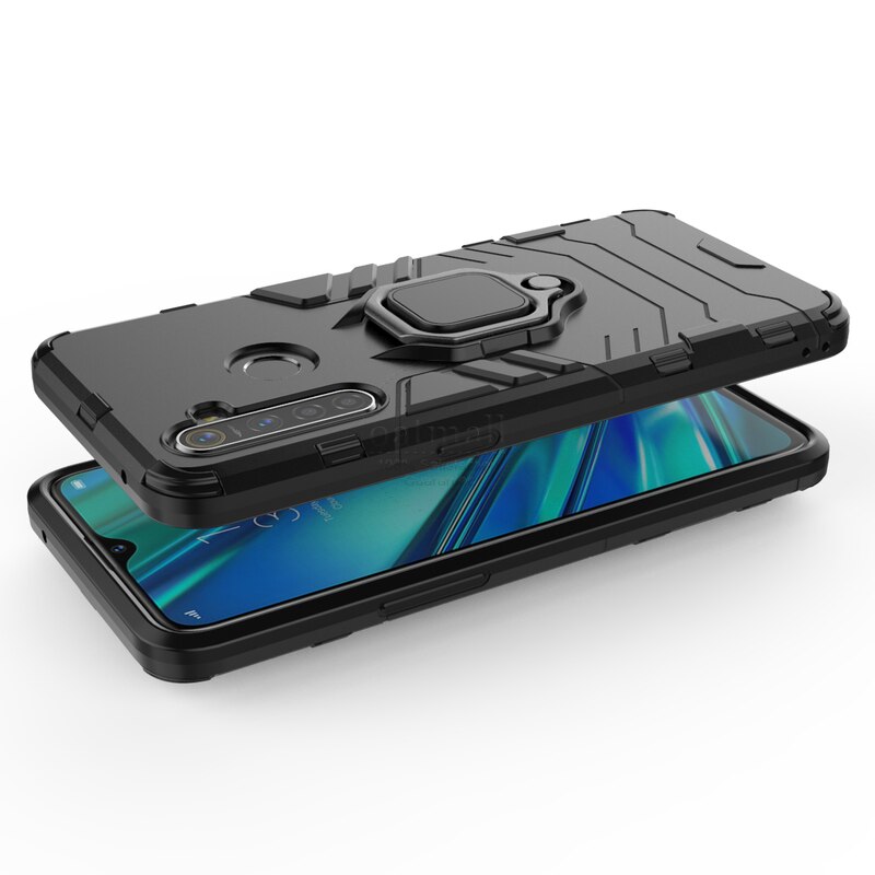 Hybrid Rugged Armor For OPPO REALME C3 Case Kickstand With Metal Finger Ring Shock Proof Cover For OPPO Realmi C3 Phone Cases