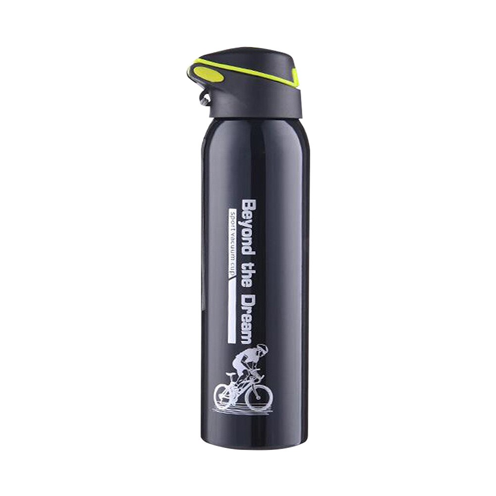 500ML Stainless Steel Bike Water Bottle Outdoor Mountain Bike Riding Bicycle Kettle Sports Warm Cold Insulation Drink Bottle: Black