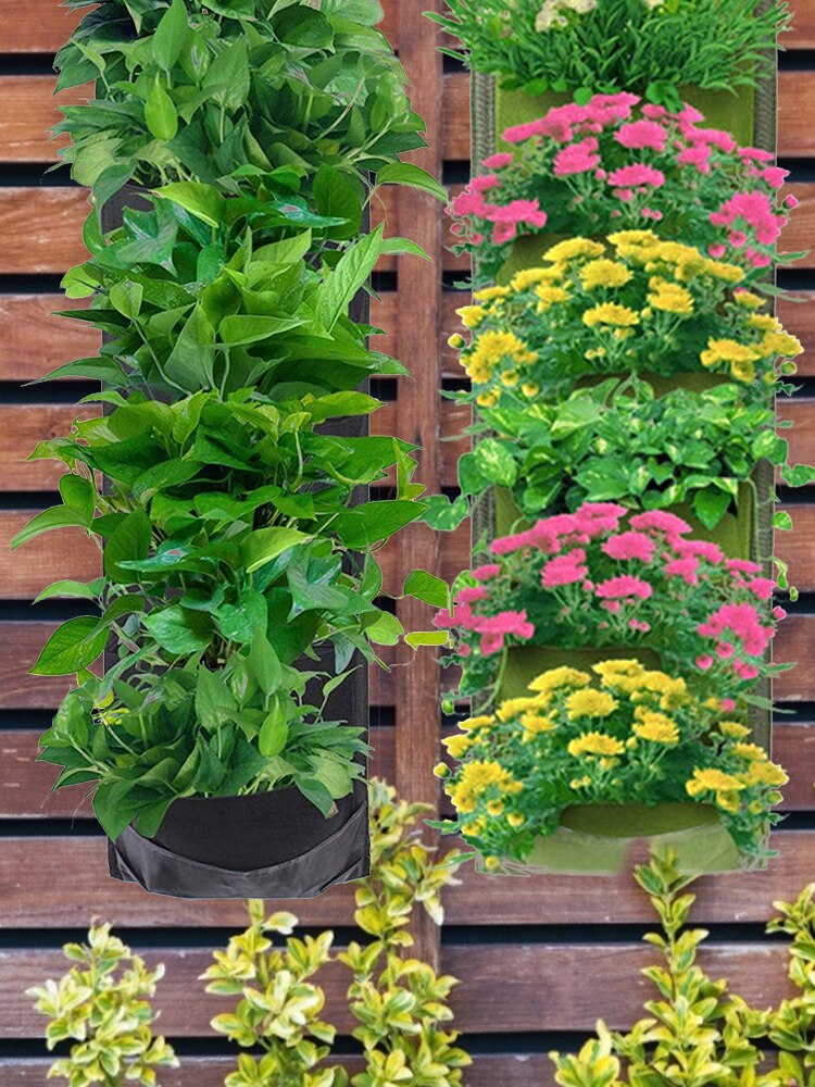 Vertical Hanging Garden Grow Planter Flower Pots Layout Waterproof Pockets Wall Hanging Planting Bags
