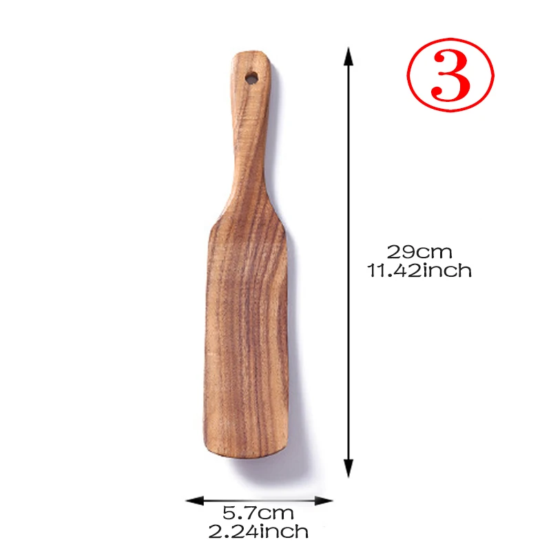 7 Stks/set Teak Natuurlijke Houten Servies Lepel Pollepel Turner Rijst Vergiet Soep Skimmer Koken Lepel Scoop Keuken Herbruikbare Tool Kit: Champagne