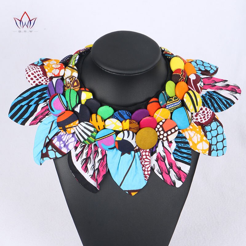 Ankara knapp haklapp knapp örhängen statement halsband tribal halsband handgjorda blomma form afrikanska smycken wya 063: 6