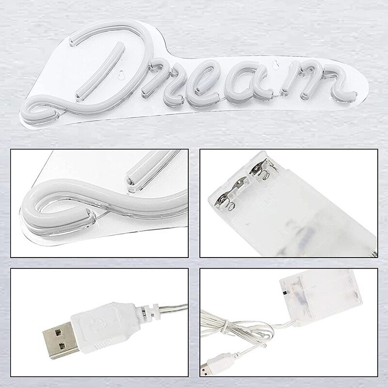 Letrero de neón de 2 estilos con letras, luz LED de neón con USB y batería, luces nocturnas iluminadas, lámpara de pared, decoración artística para Bar y Navidad