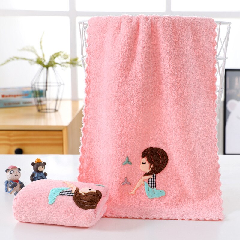 Toalla pequeña de terciopelo Coral para niños, paño suave absorbente de agua, 25x50cm, de lavado de cara, cuidado de limpieza de baño de microfibra: Rosa