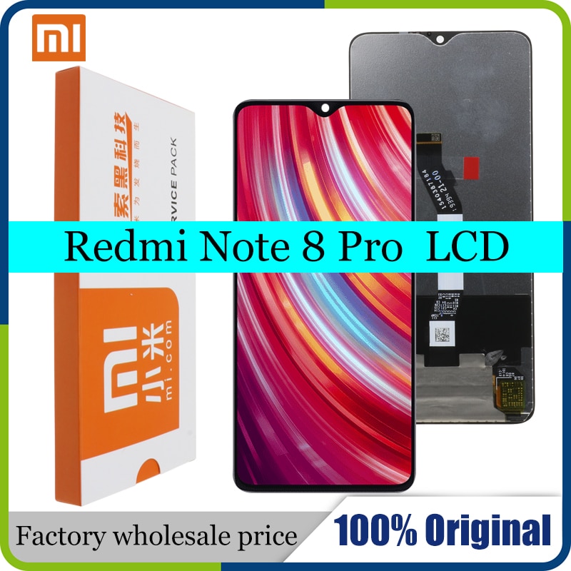 100%  originale 6.53 "lcd til xiaomi redmi note 8 pro  m1906 g 7t m1906 g 7g lcd display berøringsskærm digitizer enhed udskiftning