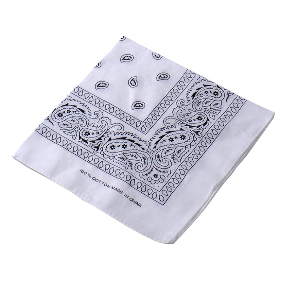 Bandana de style Hip Hop, châle carré de 55Cm, bandeau Paisley imprimé en noir et rouge pour femmes, hommes, garçons et filles,: White