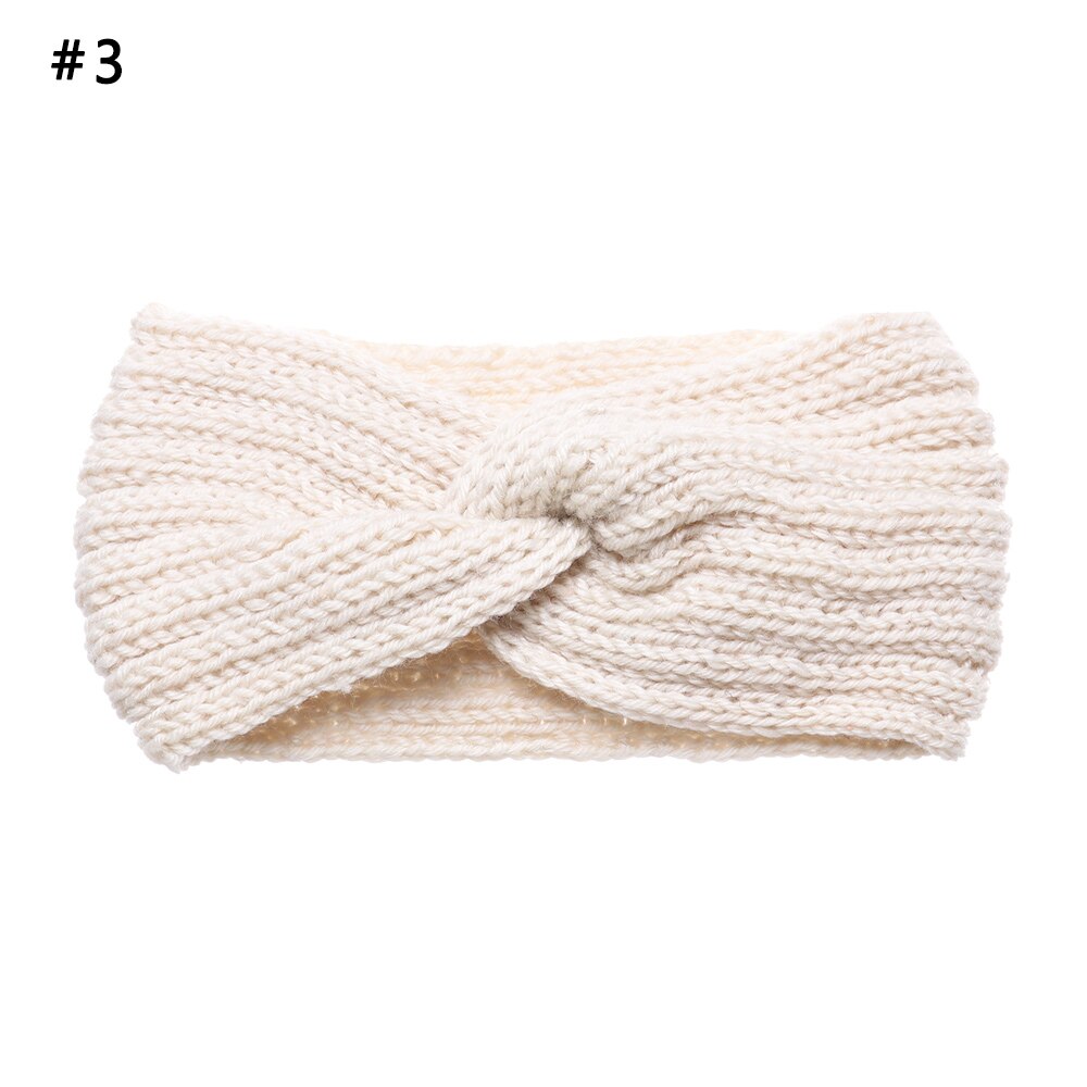 Bandeaux en laine tricotés au Crochet | Bandeaux d'hiver pour femmes, style bohémien, tissage croisé fait à la main, et solide: 3