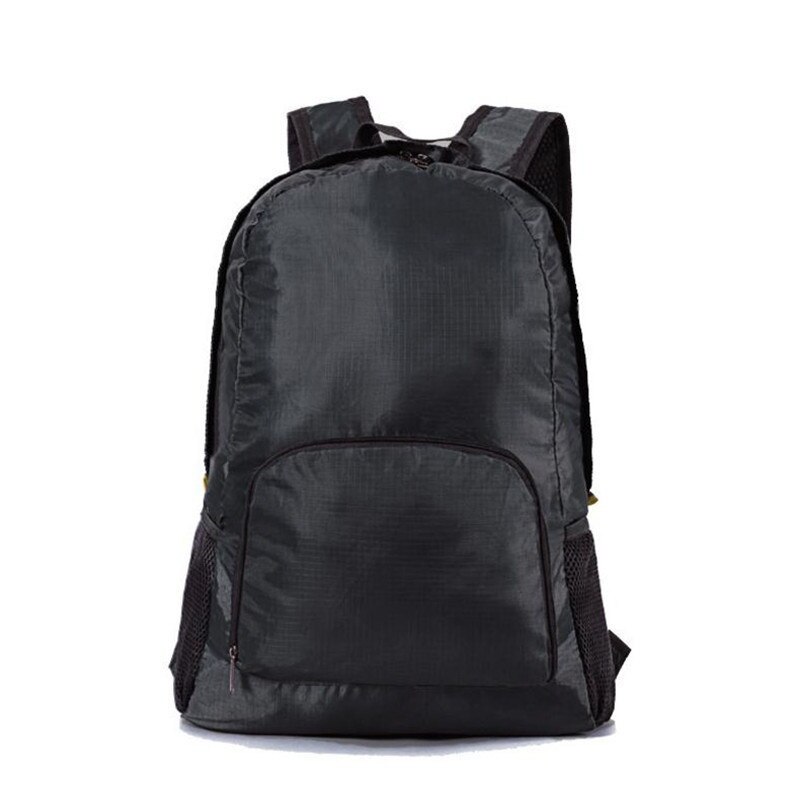 Tragbare draussen Wasserdicht Reisen Schulter Rucksäcke Falten Nylon Camping Wandern Radfahren Sport Tasche: schwarze farbe