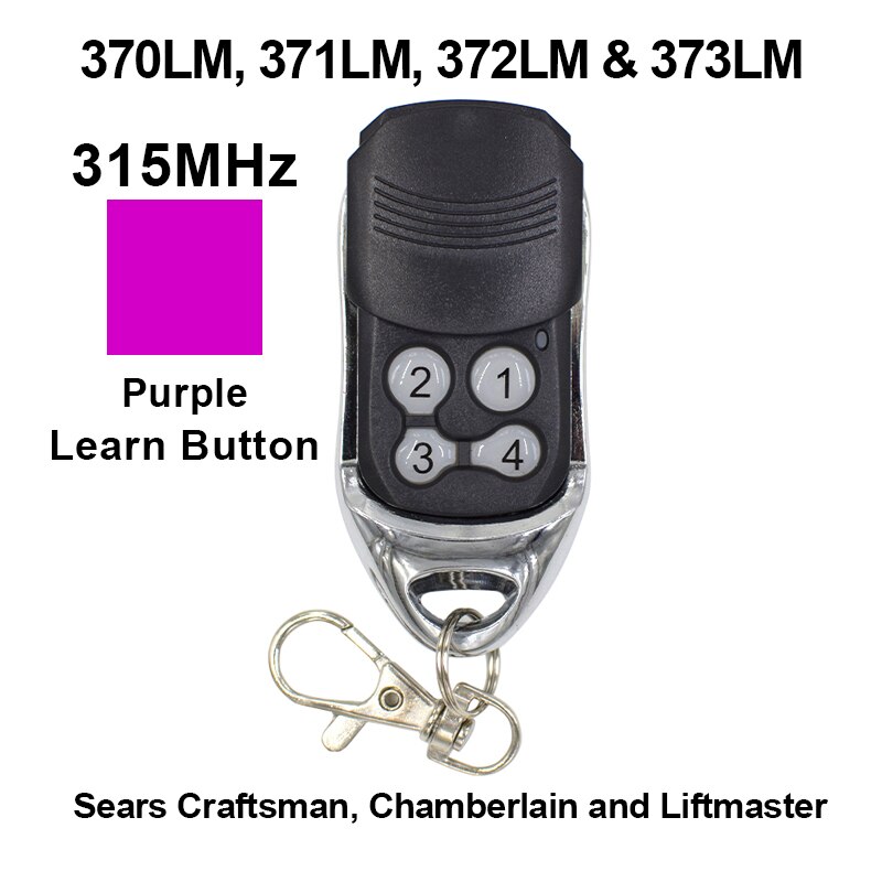 Chamberlain LiftMaster Merik Craftsman 371LM 372LM 373LM 374LM Garage Gate 315MHz Remote Control Opener Purple learning button