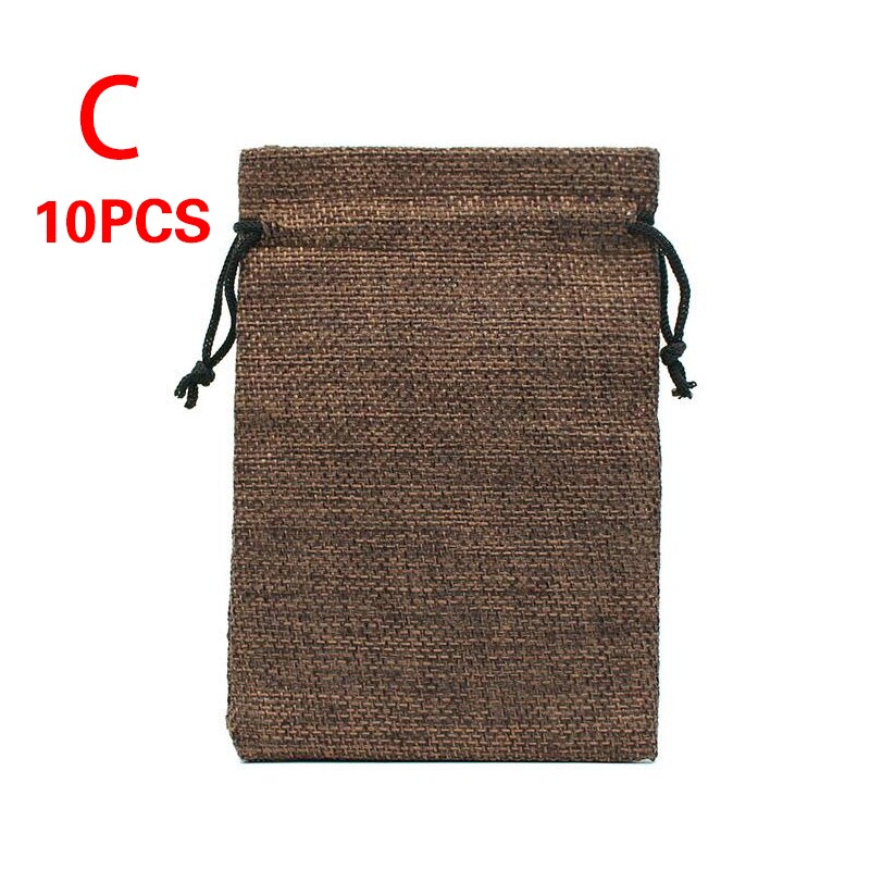 10Pcs Linnen Trekkoord Tassen Bundel Pocket Katoen Opbergzakken Voor Christmas Verpakking Tassen Linnen Trekkoord Zak Decoratie: 8X10cm / 03