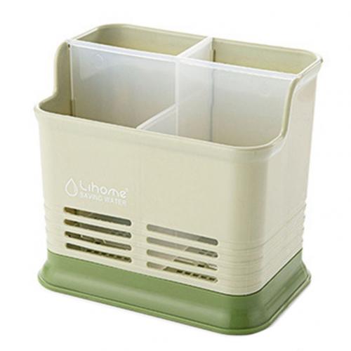 Keuken Bestek Eetstokjes Bestek Hollow Opslag Aftappen Box Organizer Rack Lepel Opbergrek Bestek Organisator Afdruiprek: Green 4 Grids