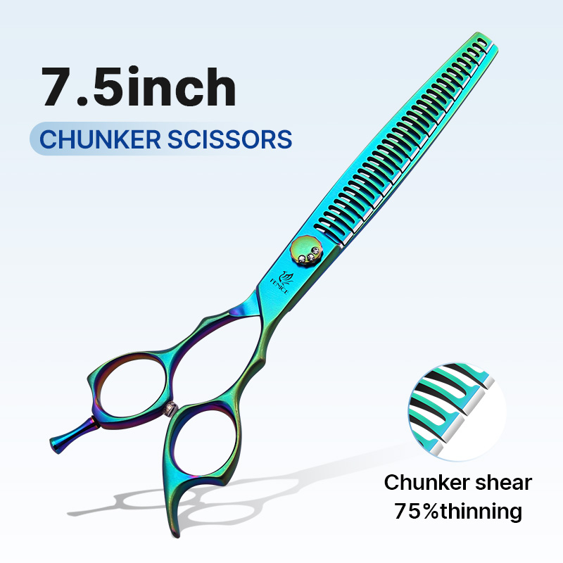 Fenice 7.0/7.5 inch JP440C Green Pet Grooming Scissors Shears Cutting&Curved&Thinner Set Kit for Dog Trimming Tools: Orange