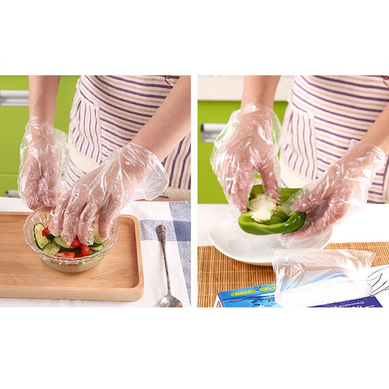 200Stck/100Stck Kunststoff Große Einweg Polyethylen Klar Handschuhe Lebensmittel Umgang Kochen Reinigung Küche Restaurant BBQ Zubehör
