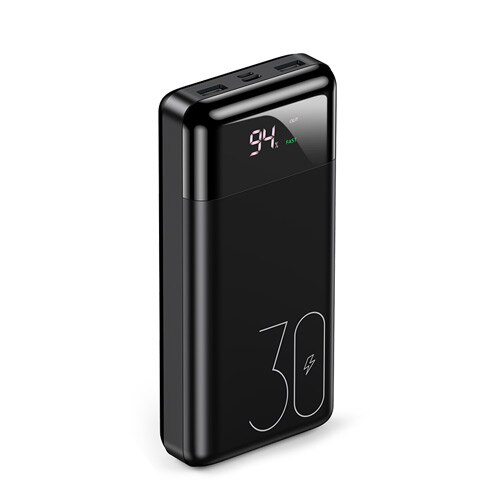 USAMS LED Display 30000mAh Power Bank PD3.0 Dual QC3.0 3A Schnelle Lade Tragbare Batterie für iPhone X 8 Samsung huawei Power: Default Title