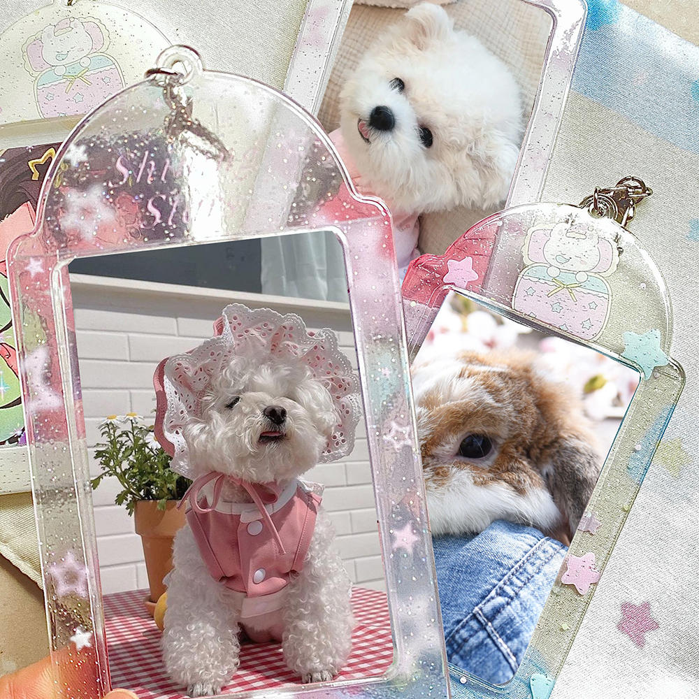 Neue Ins Glitter Star Transparent Kpop Fotokartenhalter 3-Zoll Idol Karte Schutzhülle Fotohüllen Schlüsselanhänger ID Bankkartenhülle