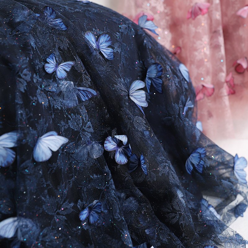 GIGOGOU 3D Schmetterling Frauen Chiffon Röcke Stickerei Floweral Gittergewebe Plissee Felsen 3 Schichten Lange Tüll Ballettröckchen Felsen Jupe Longue
