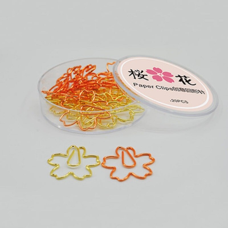 pink clip metal paper clip bookmark office stationery sakura paper clips