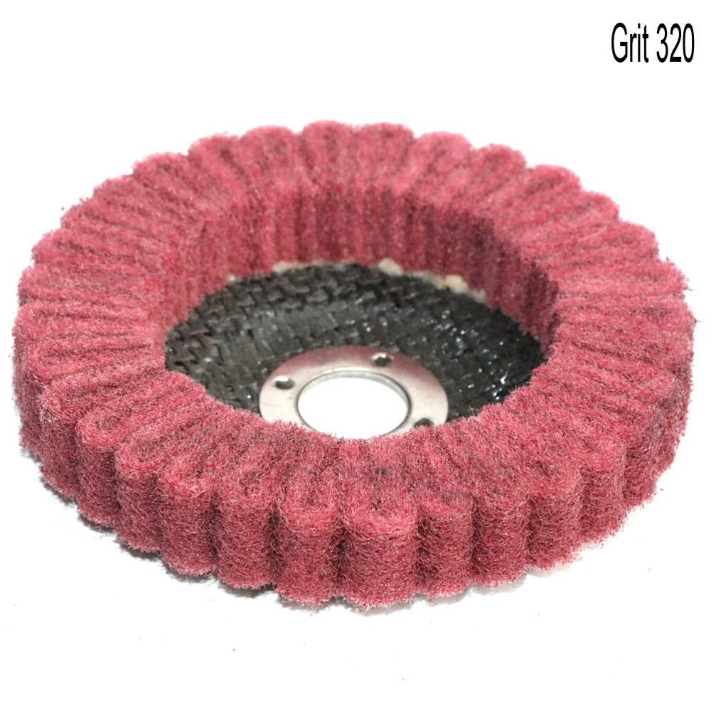4" inch Scouring pad Buffing Wheel Nylon Fiber Flap Polishing Grinding Disc Non-woven100*16mm for Angle Grinder: 4pc / Red Grit 320