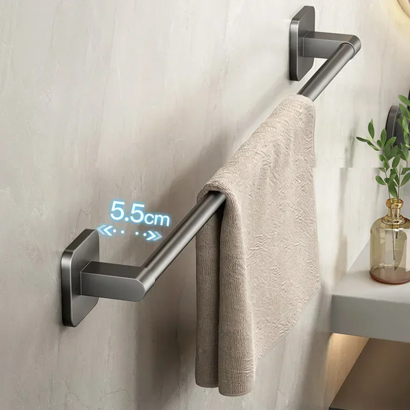 30/40/50cm Bathroom Towel Holder Black Without Drilling Bathroom White Towel Rack Towel Bar Self-Adhesive Bathroom Towel Rack