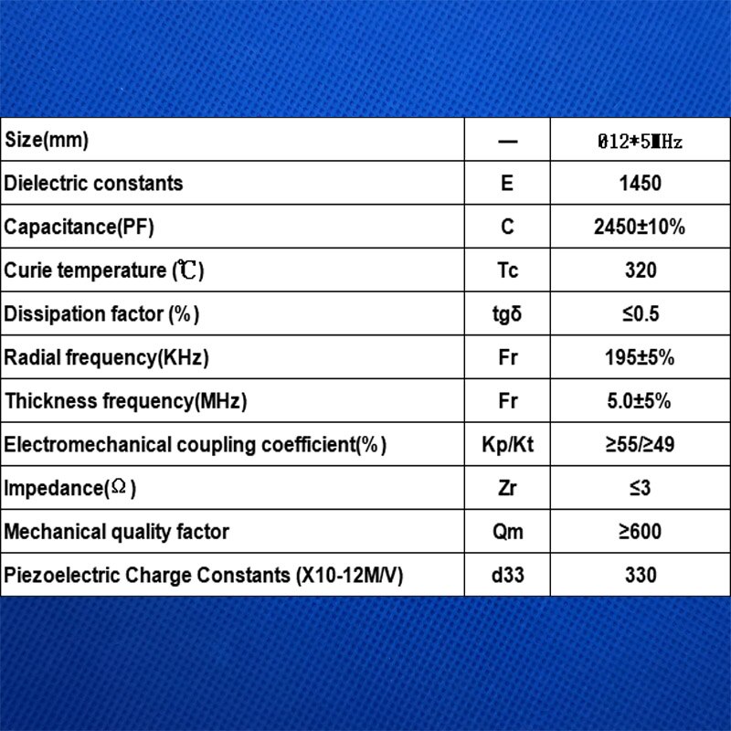 Ultrasone Piëzo-Elektrische Keramische Disc 12*5MHz-PZT4 Piëzo Disc Pzt Kristallen Sensor Element Pzt Schoonmaken Zender Chips