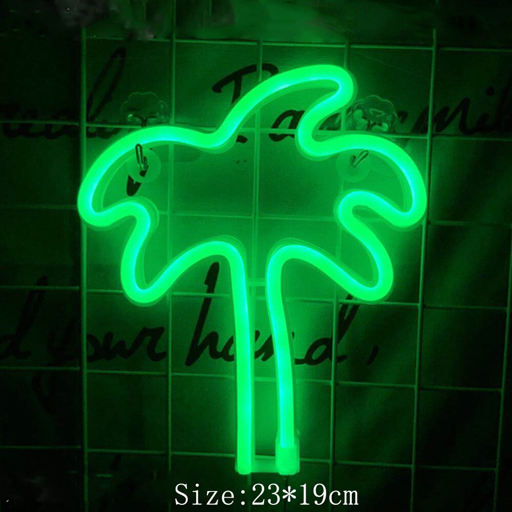 Neon led flagermus lys nyeste neon måneskilt lys led vægdekoration natlys til børn soveværelse indretning bryllup: Kokos palme