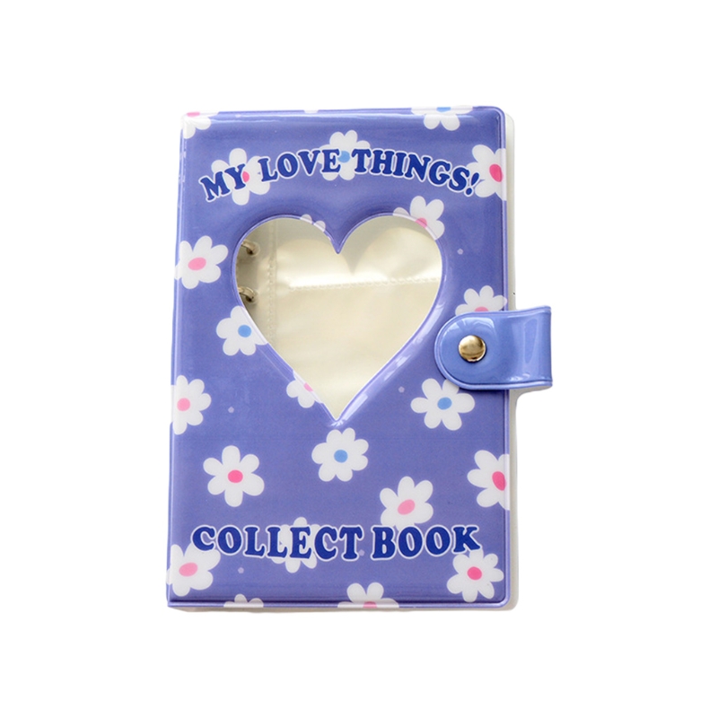 T84E Hollow Heart Shape Flower 3" Photo Album Portable Wedding Photo Memory Books Horizontal and Vertical Family Photo Scrapbook: Purple
