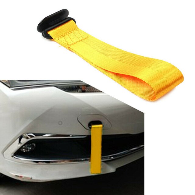 Correa de remolque de coche, gancho de Rally Universal para parachoques trasero/delantero, correa de remolque de carreras, cuerda de remolque decorativa, 1 ud.: Yellow