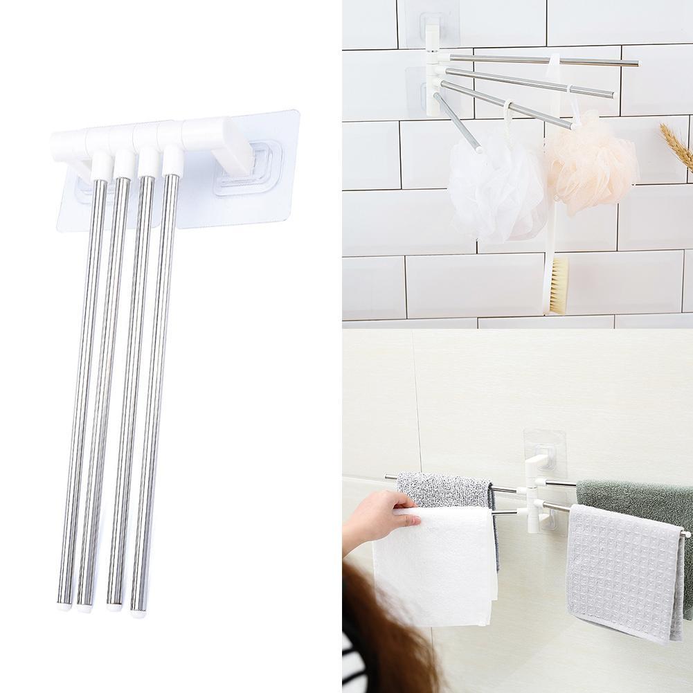 Anti-corrosión de acero giratorio de toalla Rack, carril giratorio de baño montado en la pared de toalla de baño 4 bares M6M2