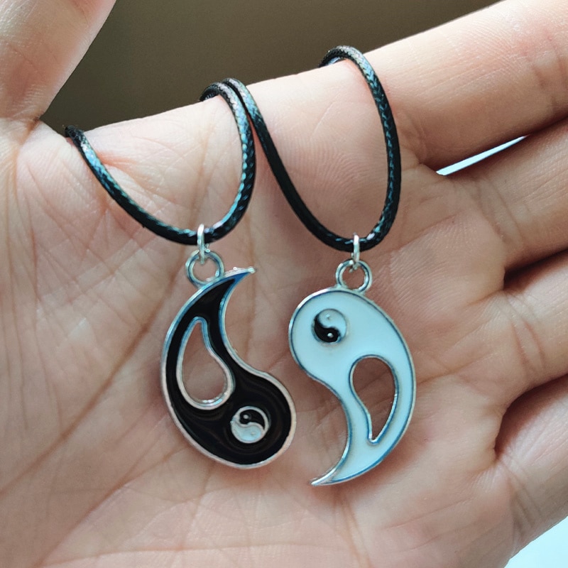 Kettingen Acht Diagrammen Zwart-wit Yin Yang Roddels Hanger Voor Koppels Minnaar Beste Vrienden Vriendschap Vrouwen Unisex