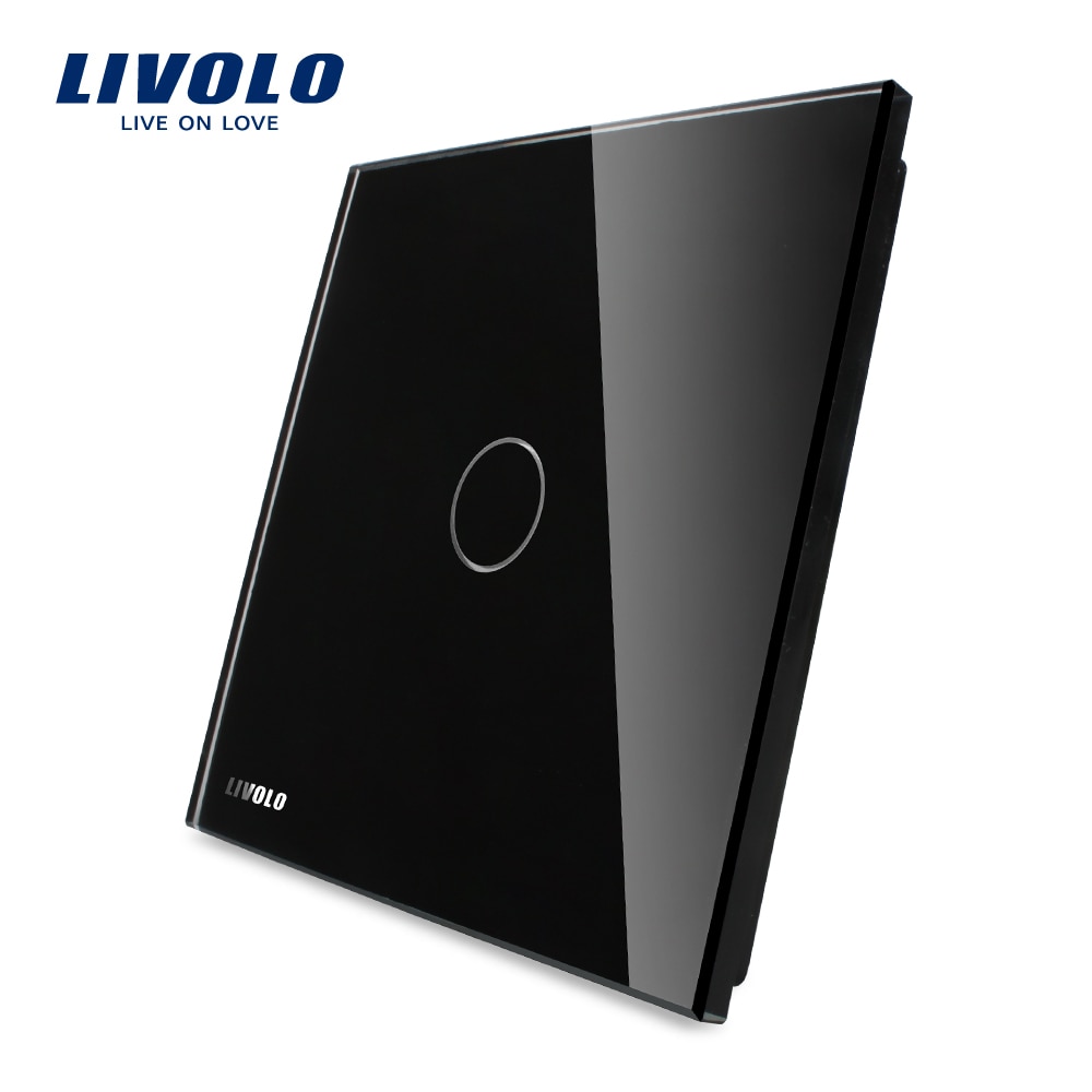 Livolo lyxigt vitt pärlkristallglas, eu -standard, enda glaspanel för 1 gängspeksknapp, vl -c7-c1-11 (4 färger), ingen strömbrytare