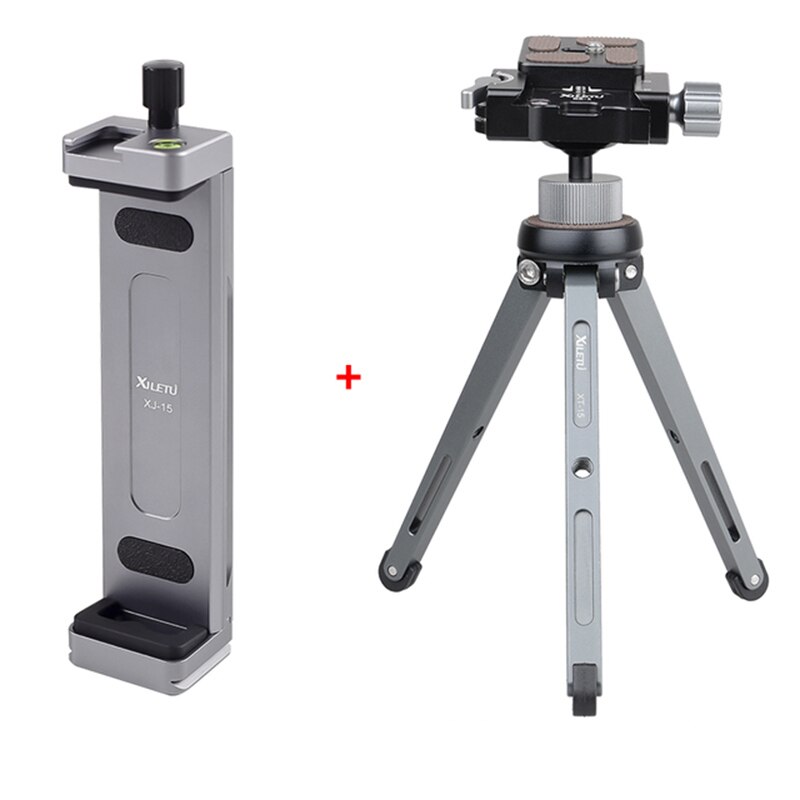 Xj -15 universeller tablet-handy-ständer aus aluminiumlegierung mit clip und verstellbarer halterung für mobiltelefone und ipro tablets: Satz -1