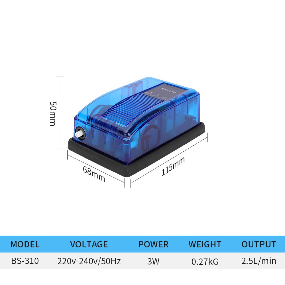 BS-310/410 Aquarium Transparante Kleine Beluchter Pomp Aquarium Zuurstof Pomp: BS-310