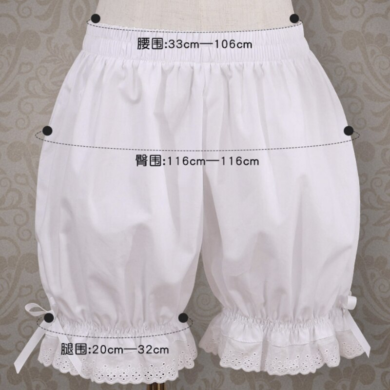 Bombachos victorianos Vintage para mujer, pantalones cortos de seguridad con cintura elástica y volantes, dobladillo de encaje, sueltos